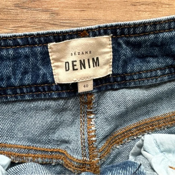 SOLD. Sezane Denim Le Crop Denim Blue Size 8 Size 40 Womens EUC - Picture 3 of 8